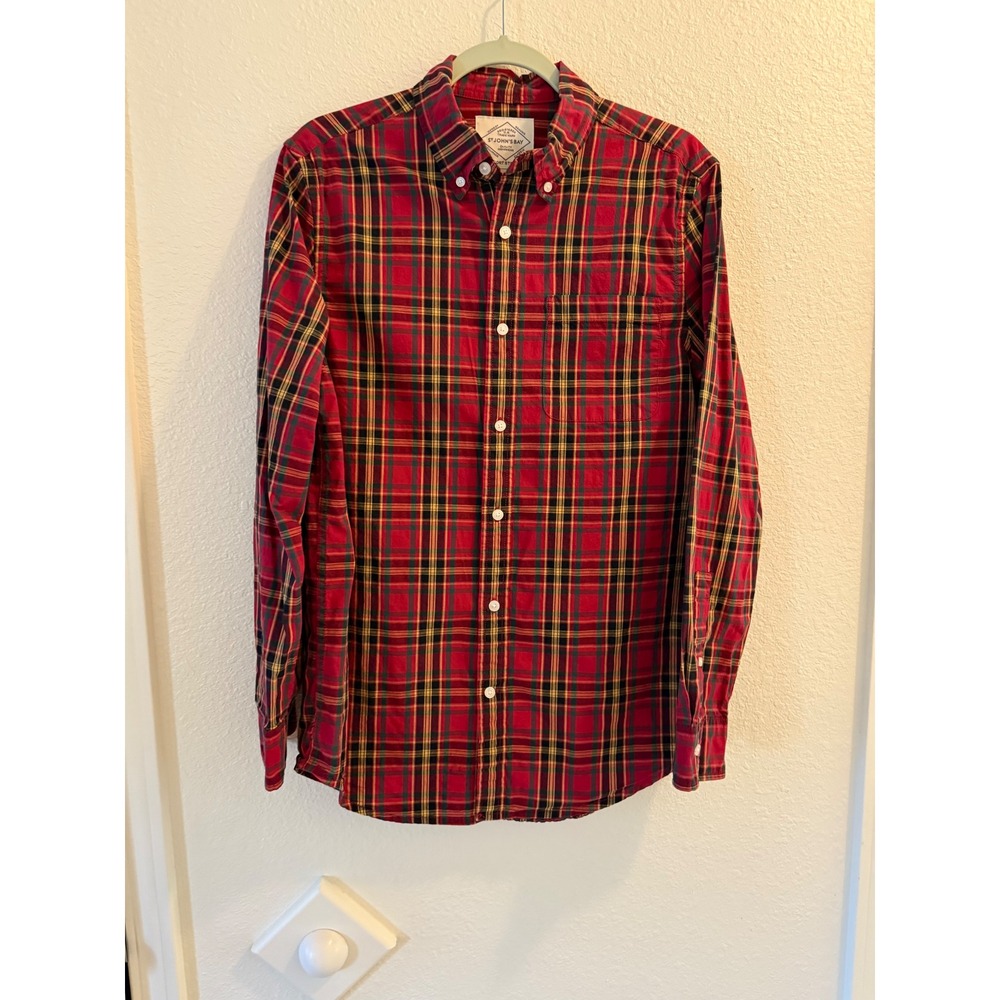 St John's Bay Menswear Plaid Comfort Stretch Long Sleeve Button Down Shirt Small